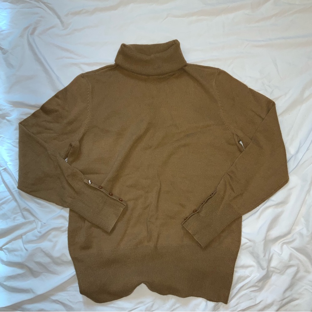 Knit yellow turtleneck sweater